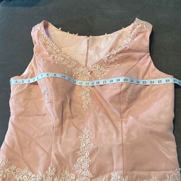 Women’s Pink Chiffon Dress Floral Detail ZipUpBack Matching Jacket Size 24W/26W - Picture 12 of 14